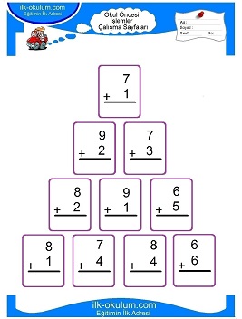 Çocuklar İçin toplam işlemi yaprak testleri 